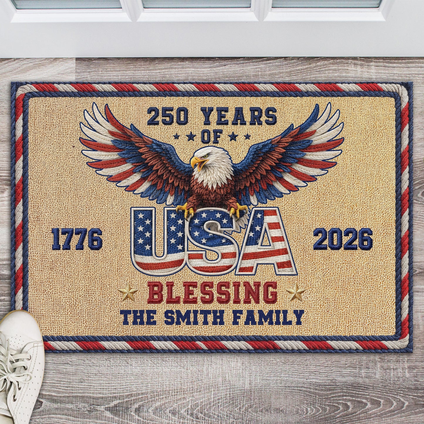 USA 250 Anniversary - Personalized Family Name Doormat