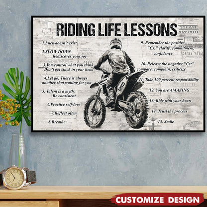 Personalized Riding Life Lessons Poster / Canvas - Gift for Bikers & Motorcycle Lovers