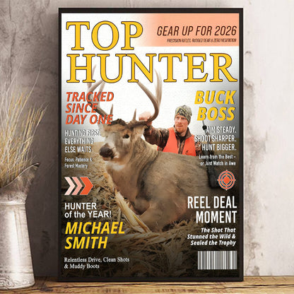 Personalized Custom Hunting Magazine Cover Poster / Canvas - Funny Hunter Gift for Outdoorsman