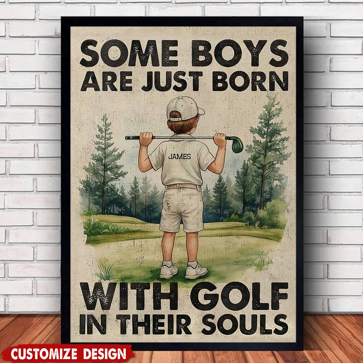 Personalized Golf Boy Poster / Canvas - Custom Gift for Kid & Golf Lover