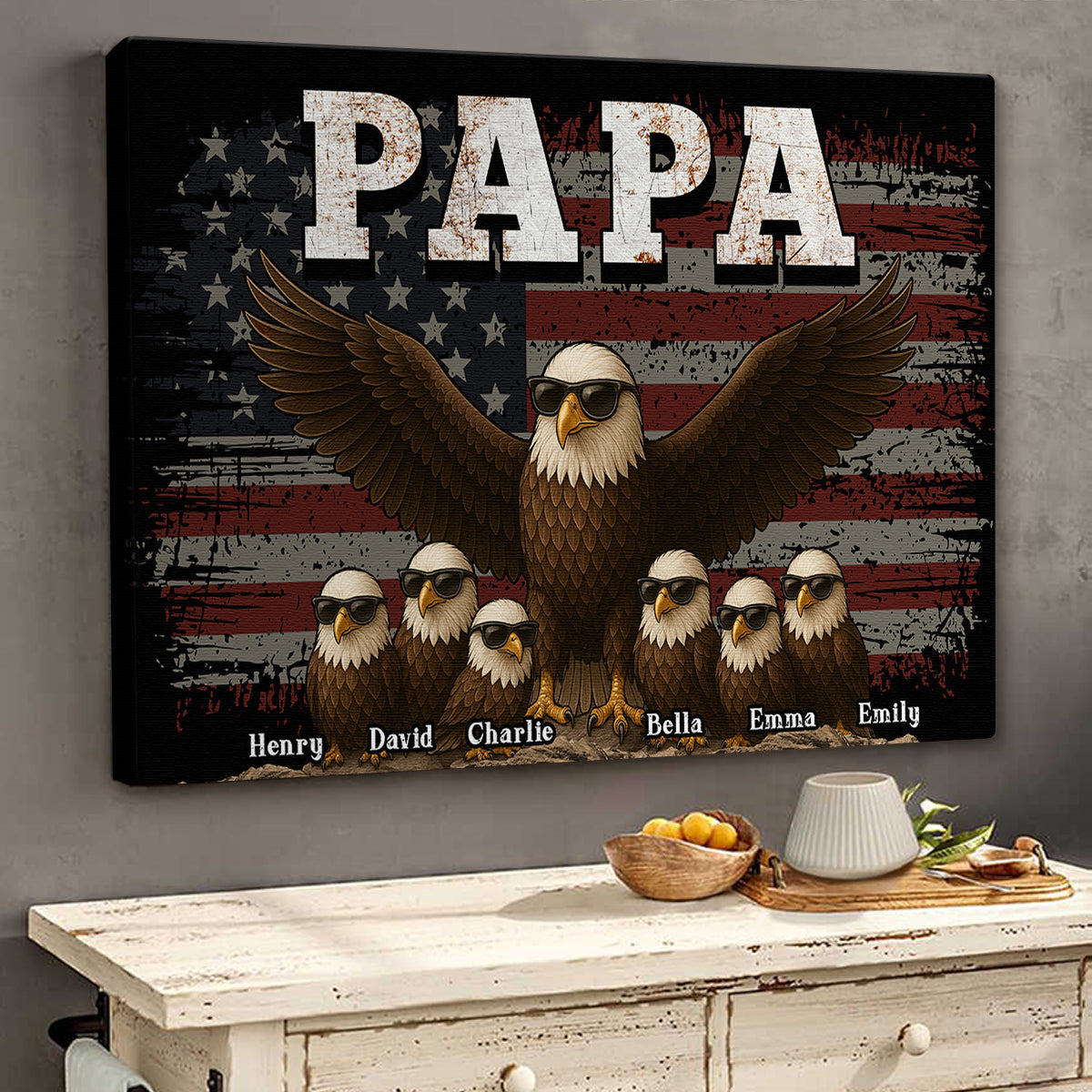 “The Eagle Gang” American Style Canvas / Poster - Personalized Father’s Day Gift