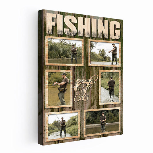 Personalized Custom Fishing Photo Canvas / Poster - Gift For Fishing Lovers