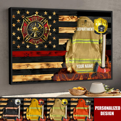 Personalized Firefighter Gear & Helmet Canvas / Poster