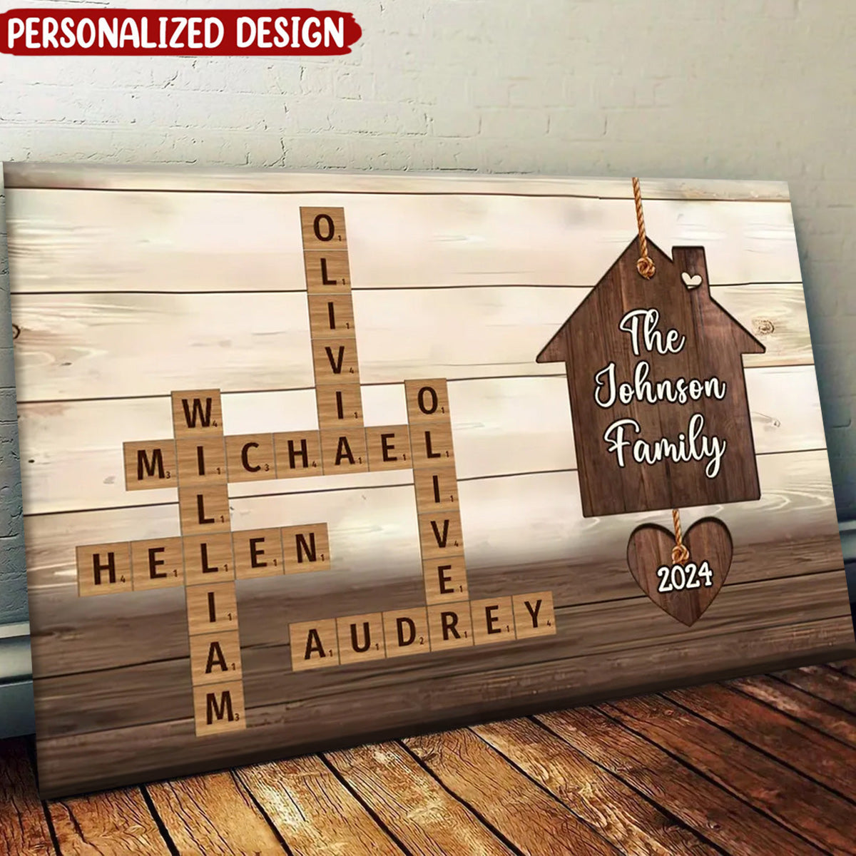 Custom Family Name Scrabble Art Canvas - Personalized Wall Decor Gift
