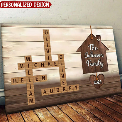 Custom Family Name Scrabble Art Canvas - Personalized Wall Decor Gift
