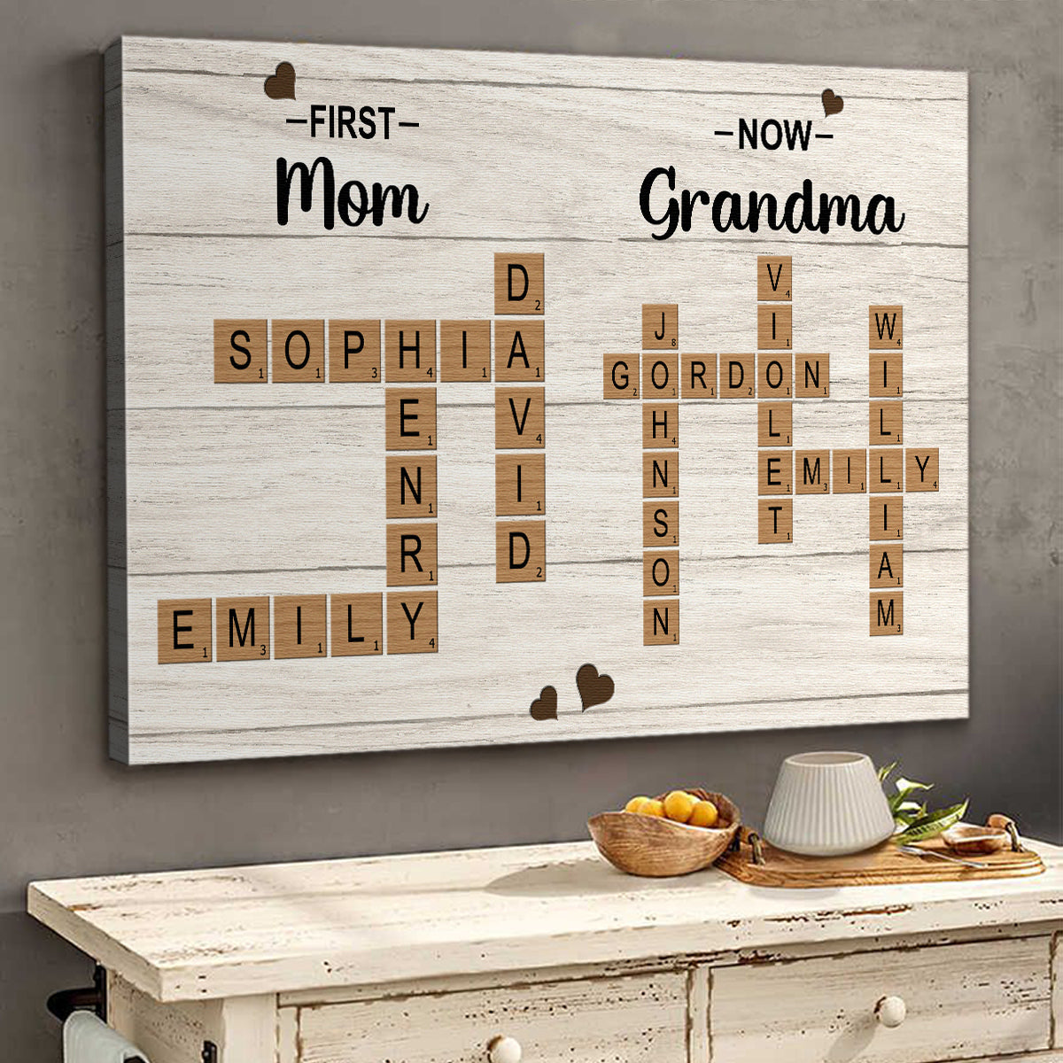Personalized Customized Crossword Family Name Canvas / Poster - Custom Gift For Family Members
