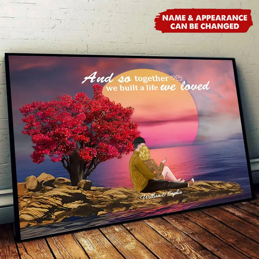 Personalized Custom Couple Sitting By The Sea Canvas / Poster - Custom Valentine's Day Gift For Lover