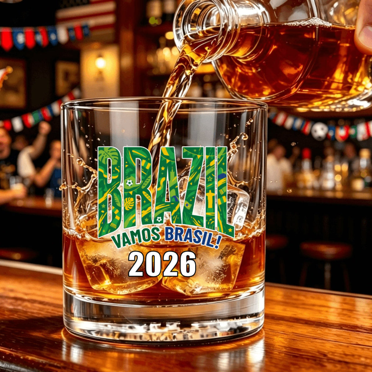 Personalized World Cup Soccer Country Whiskey Glass - Custom National Team Fan Gift