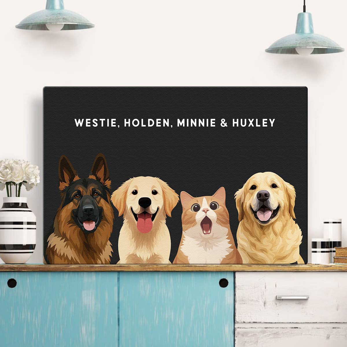 Personalized Customized Cute Art Style Of Your Fur Angels Canvas / Poster - Lovable Gift For Pet Lovers