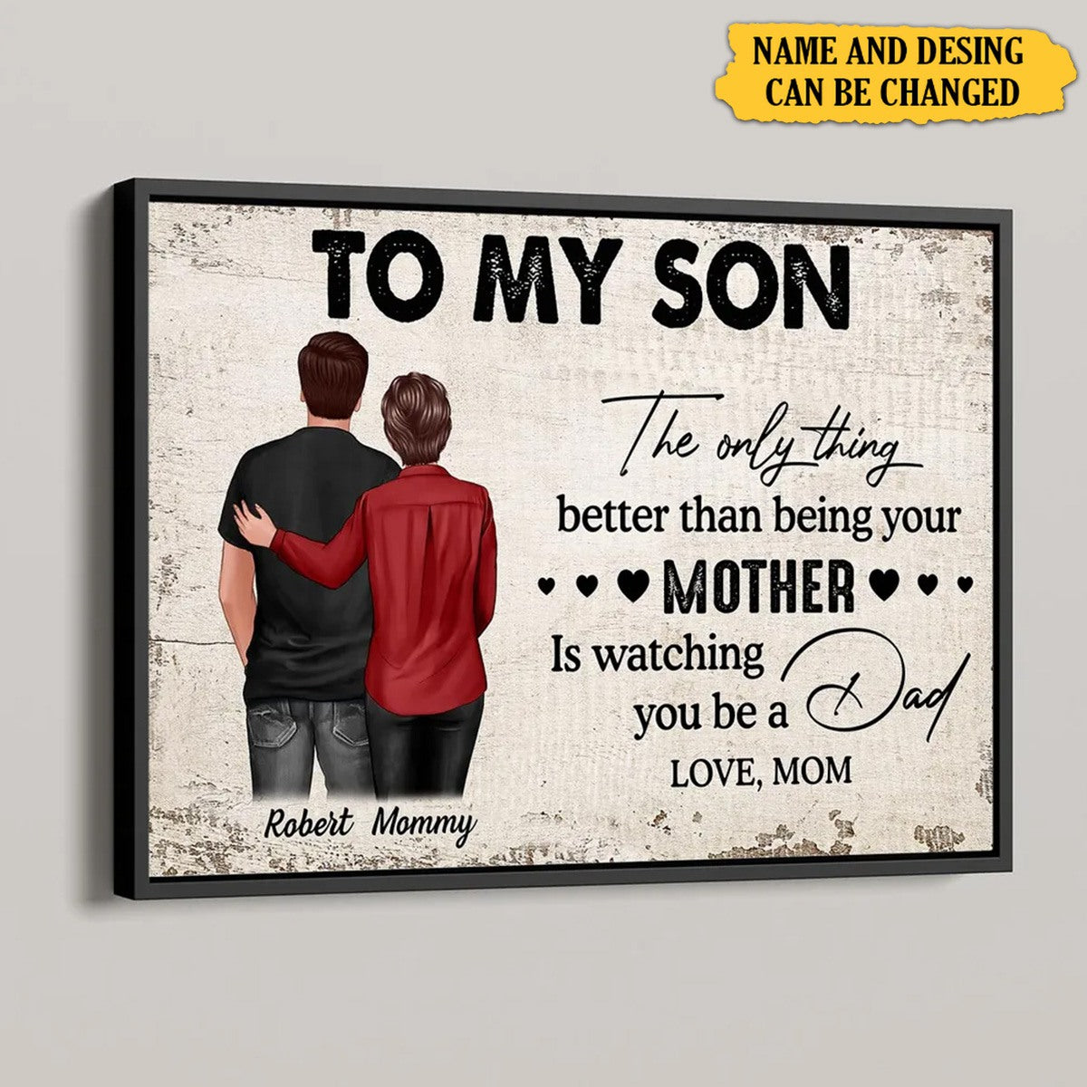 Heartfelt Personalized Canvas for Son from Mom: "Watching You Be a Dad"