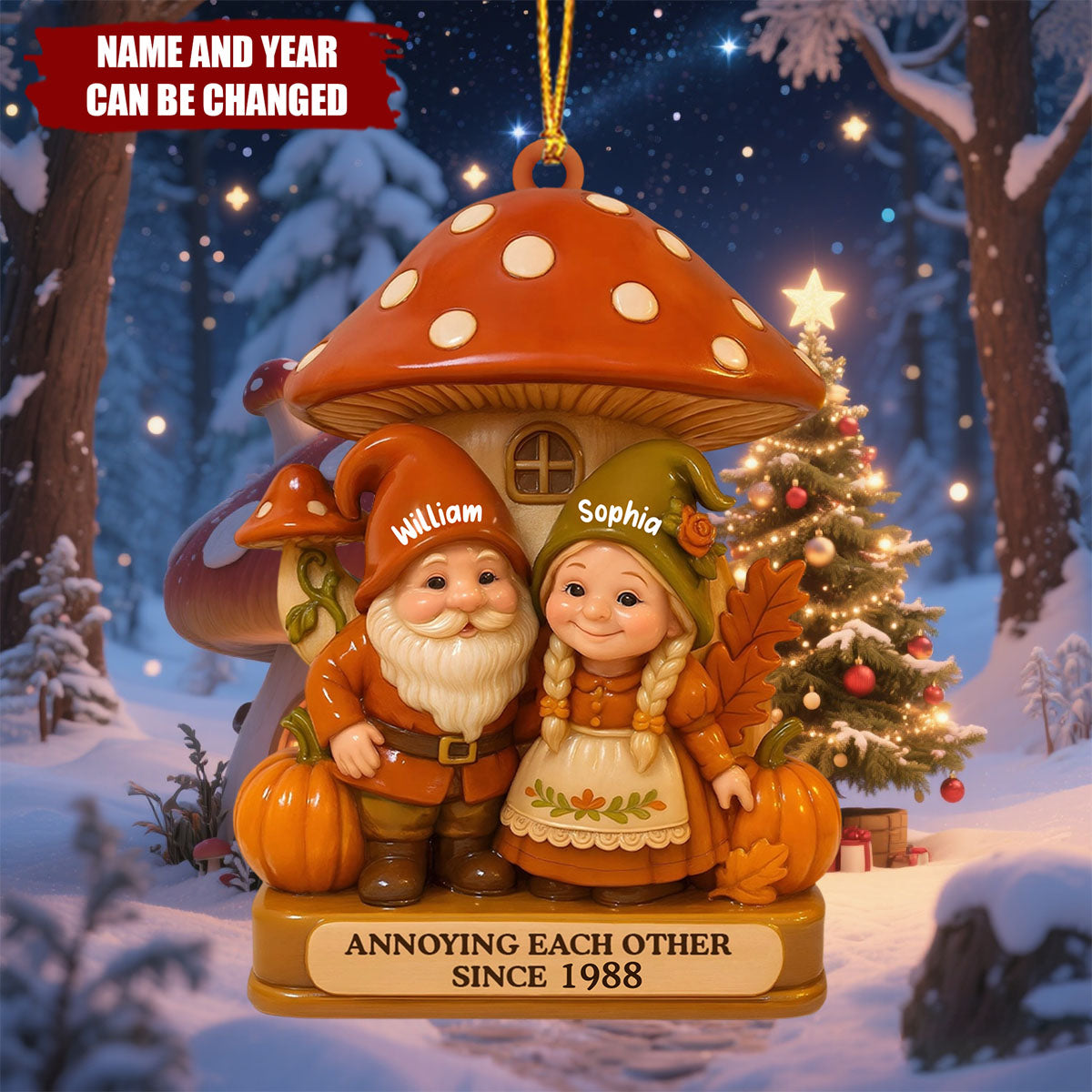 "Annoying Each Other Since" Personalized Couple Wooden Ornament - Custom Gift for Wife and Husband