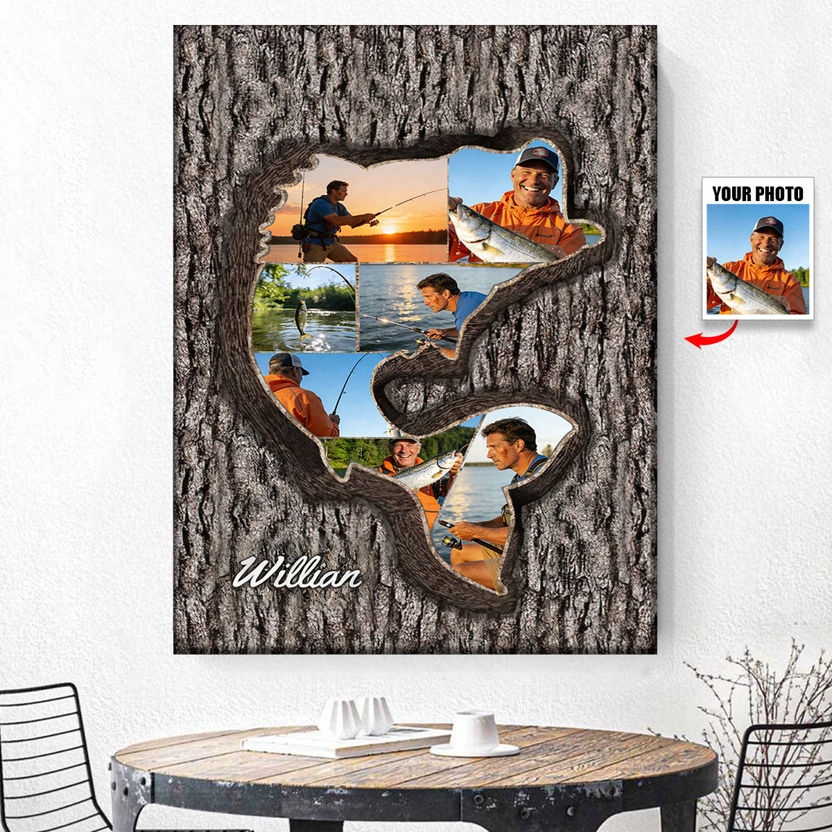 Personalized Fishing Photo Collage Poster / Canvas - Custom Father’s Day Gift for Dad