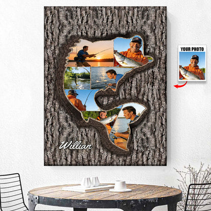 Personalized Fishing Photo Collage Poster / Canvas - Custom Father’s Day Gift for Dad