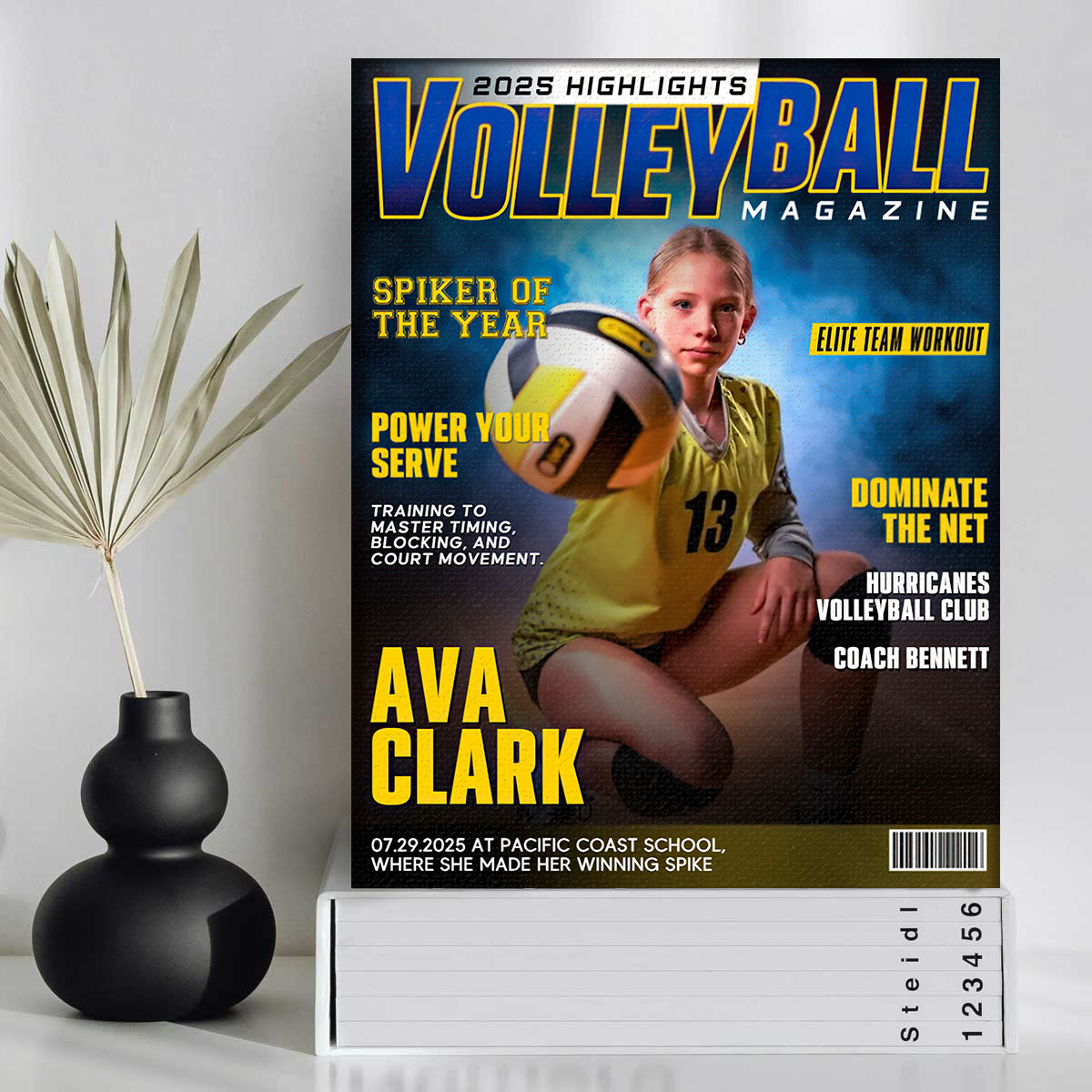 Personalized Volleyball Magazine Cover Poster / Canvas - Custom Gift for Players