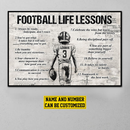 Personalized American Football Life Lessons Boy Poster / Canvas - Gift For American Football Lovers