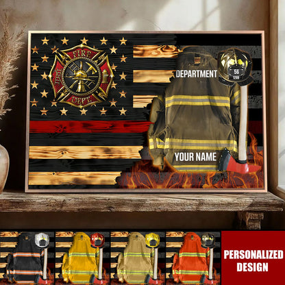 Personalized Firefighter Gear & Helmet Canvas / Poster