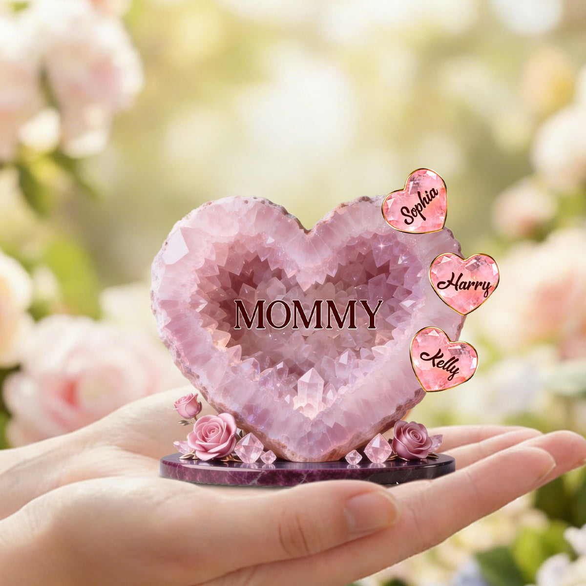 Personalized Mommy Heart Acrylic Plaque - Custom Gifts For Mom