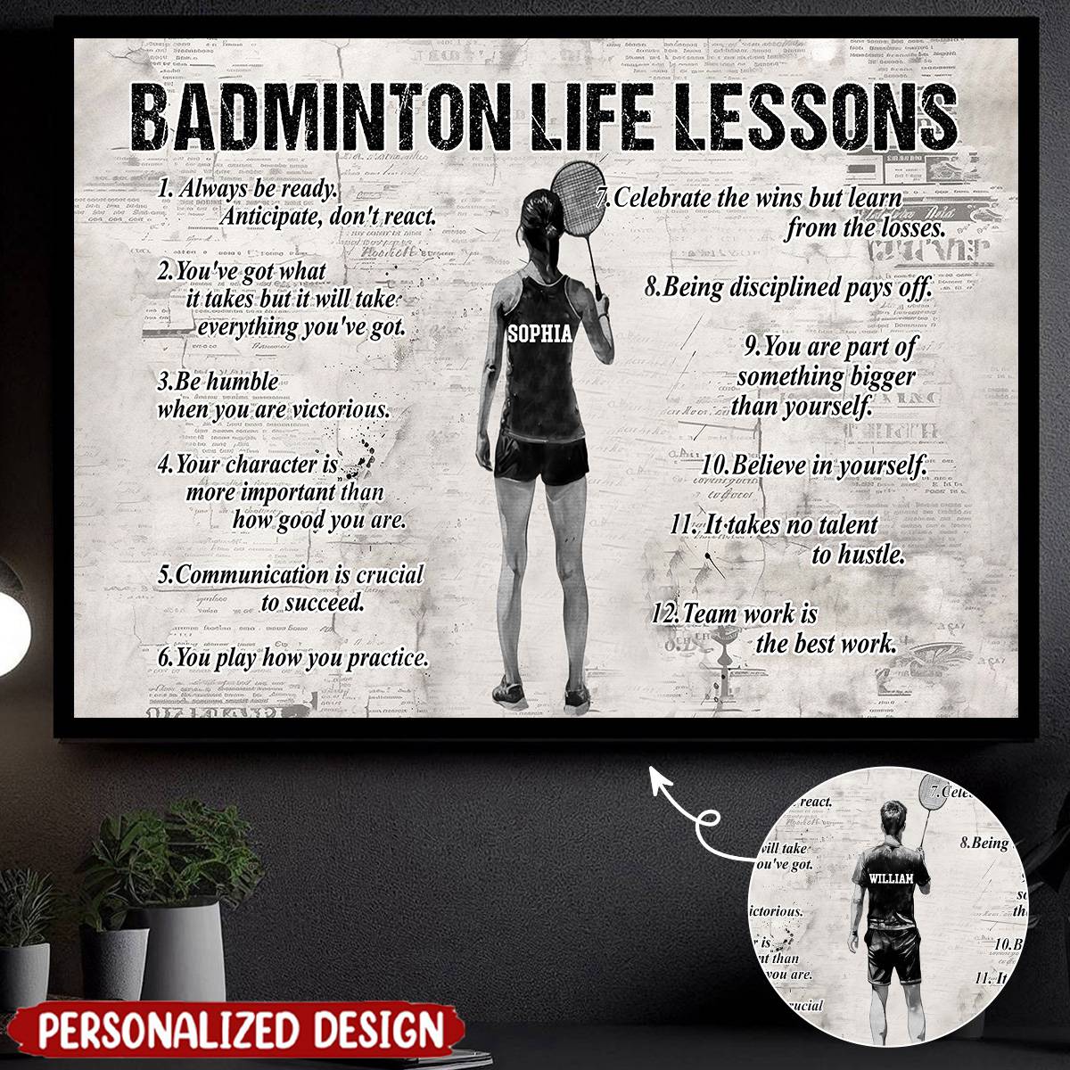 Personalized Badminton Life Lessons Poster / Canvas - Custom Gift For Badminton Lovers