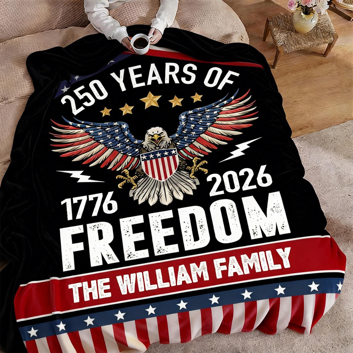 Personalized America 250th Anniversary Blanket - “250 Years of Freedom” Gift for Family