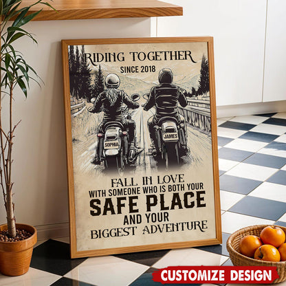 Custom Motorcycle Couple Canvas personalization view for Couples