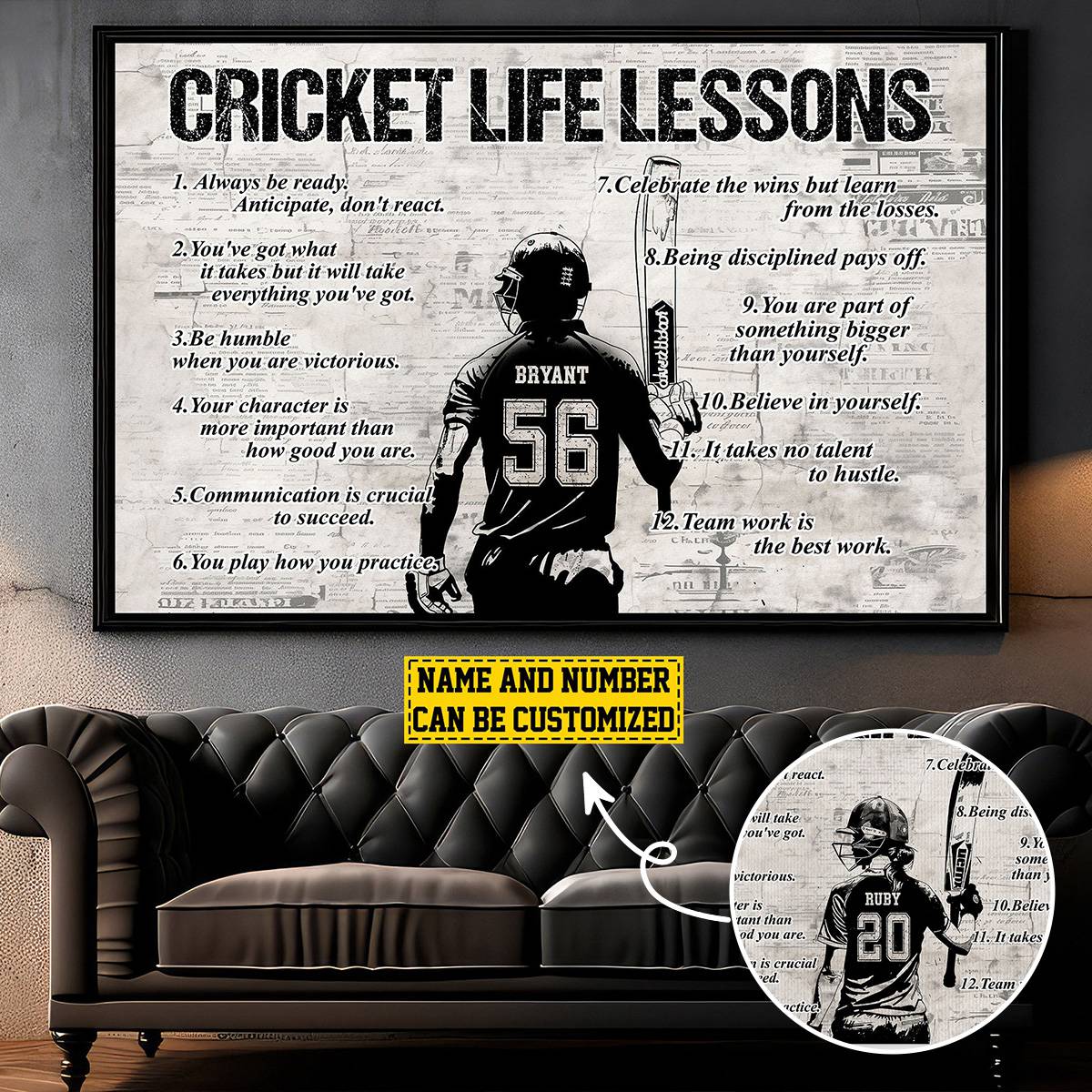 Personalized Cricket Life Lessons Poster / Canvas - Gift For Cricket Lovers