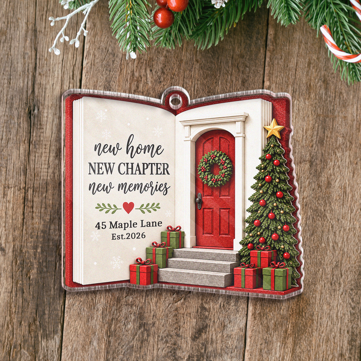 New Home New Chapter Christmas - Personalized Acrylic Ornament for New Homeowners
