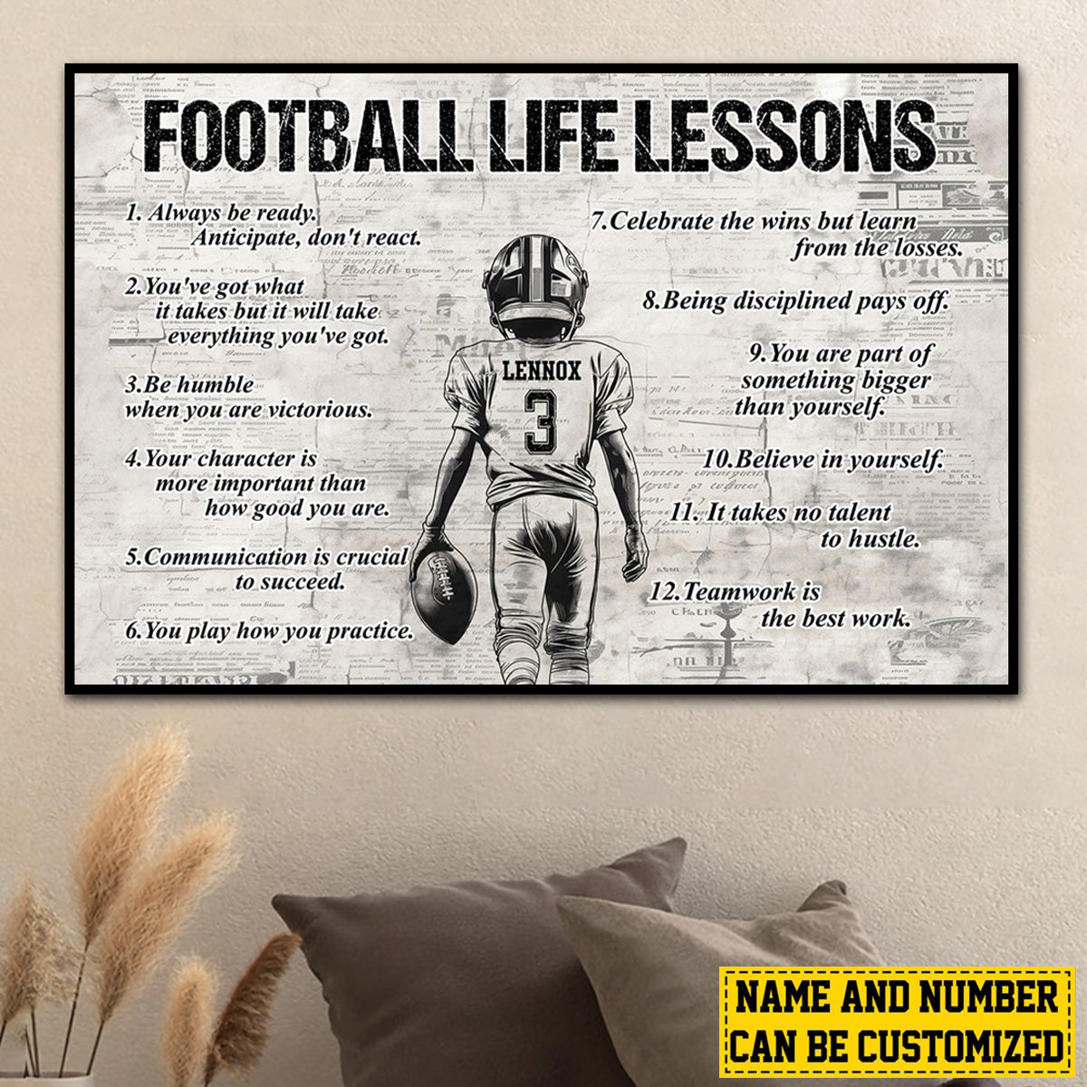Personalized American Football Life Lessons Boy Poster / Canvas - Gift For American Football Lovers