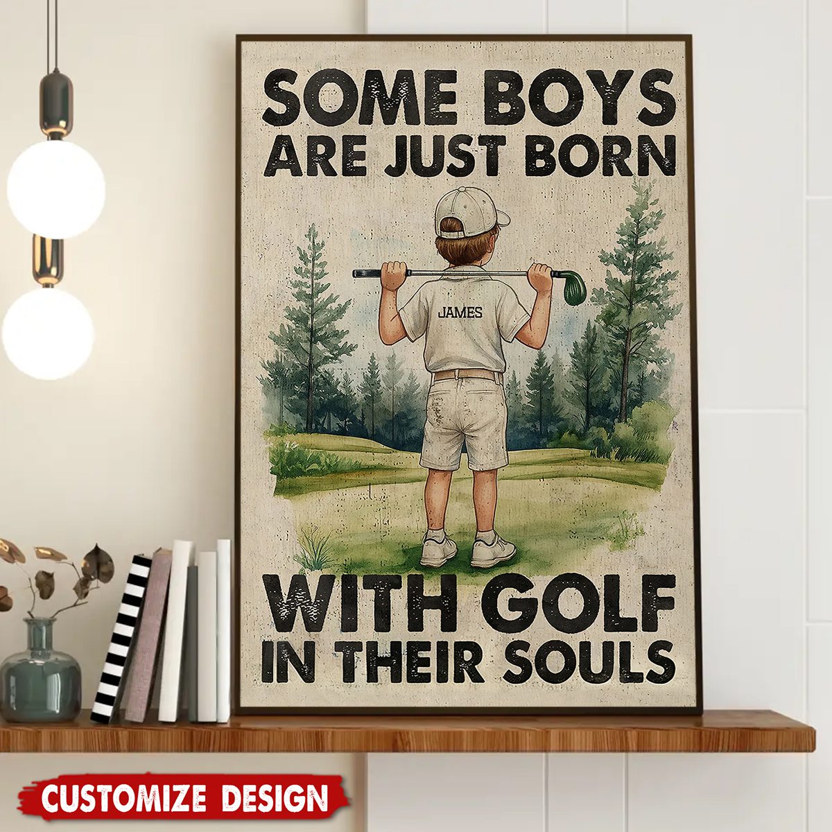 Personalized Golf Boy Poster / Canvas - Custom Gift for Kid & Golf Lover
