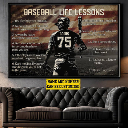 Personalized American Baseball Life Lesson Poster / Canvas - Custom Gift For Baseball Lovers