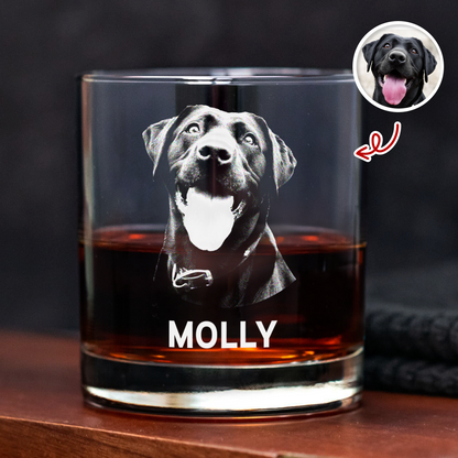 Personalized Custom Dog Photo Engraved Whiskey Glass - Gift For Dog Lovers