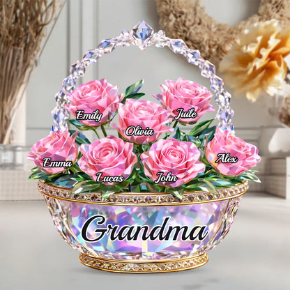Mom Is My Home - Personalized Shining Flower Basket Acrylic Plaque