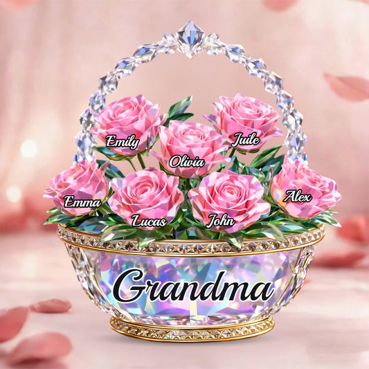 Mom Is My Home - Personalized Shining Flower Basket Acrylic Plaque