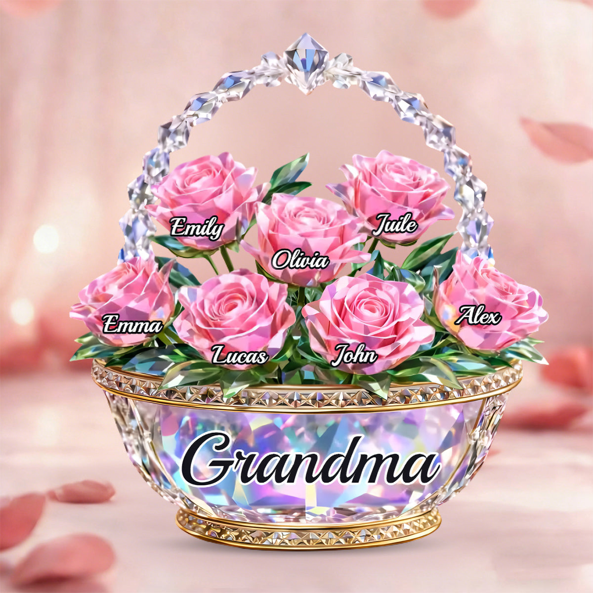 Mom Is My Home - Personalized Shining Flower Basket Acrylic Plaque