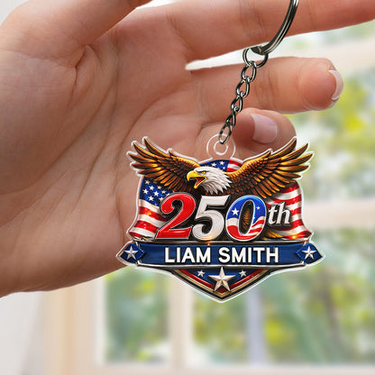 USA 250th Anniversary Eagle Acrylic Keychain - Patriotic Semiquincentennial Gift