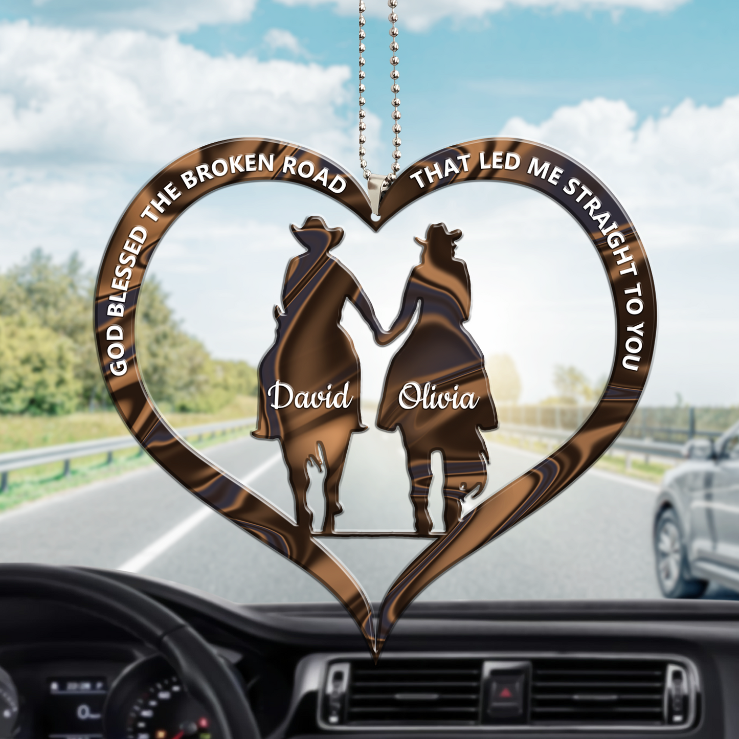 Cowboy and Cowgirl Holding Hands God Blessed - Personalized Acrylic Ornament