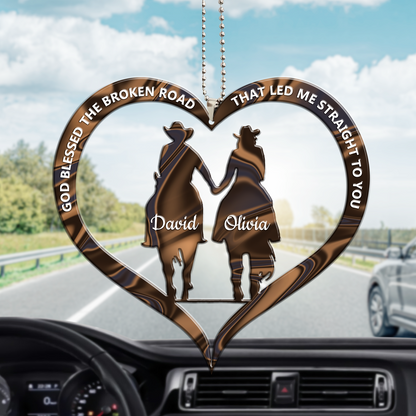 Cowboy and Cowgirl Holding Hands God Blessed - Personalized Acrylic Ornament