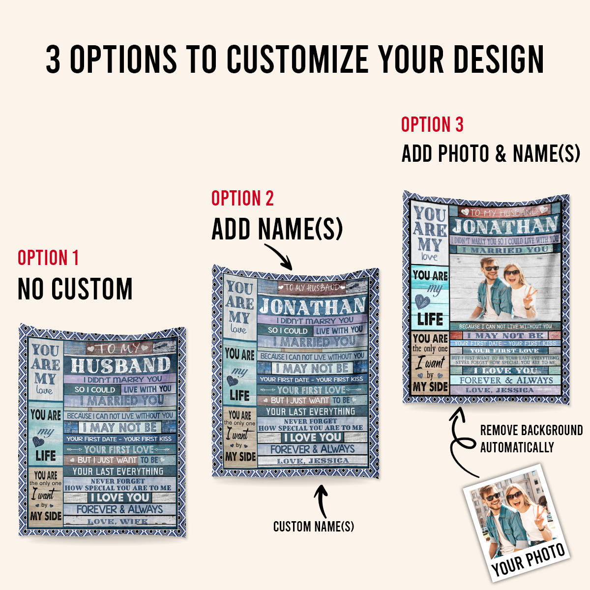 Personalized Photo Blanket for Husband: Our Love Story 'I Married You' Gift