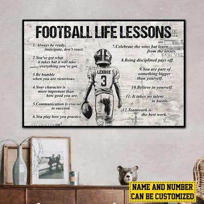Personalized American Football Life Lessons Boy Poster / Canvas - Gift For American Football Lovers