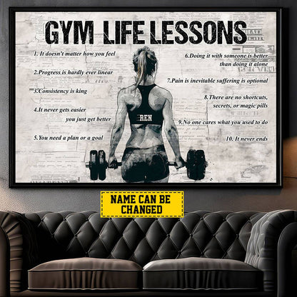 Personalized Gym Life Lessons Poster / Canvas - Custom Gift for Fitness Lovers