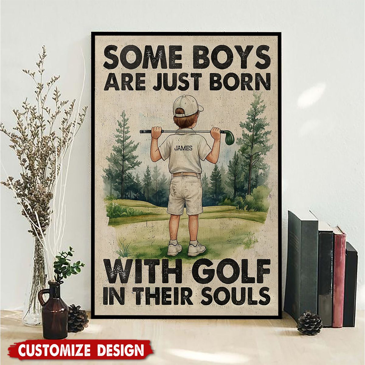 Personalized Golf Boy Poster / Canvas - Custom Gift for Kid & Golf Lover
