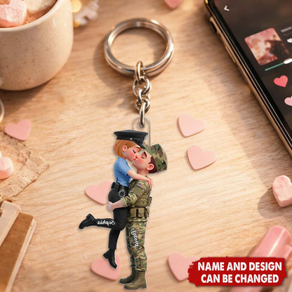 Custom Hero Couple Acrylic Keychain personalization view for Couples