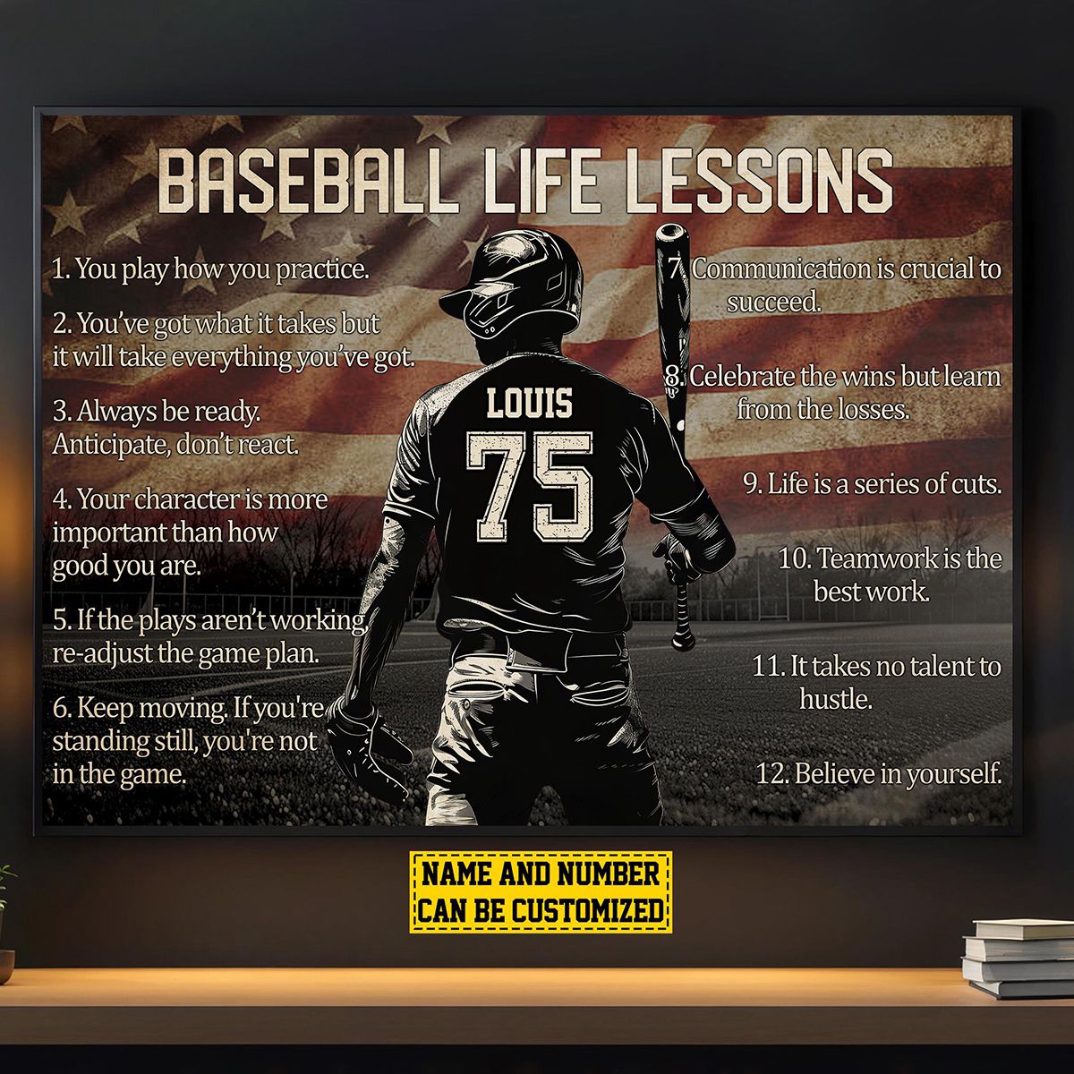 Personalized American Baseball Life Lesson Poster / Canvas - Custom Gift For Baseball Lovers