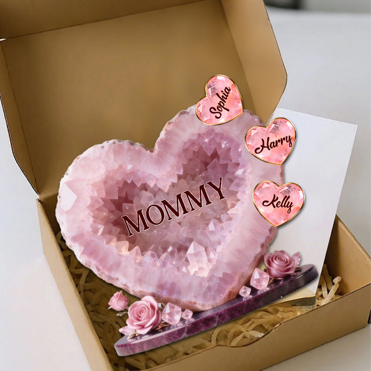 Personalized Mommy Heart Acrylic Plaque - Custom Gifts For Mom