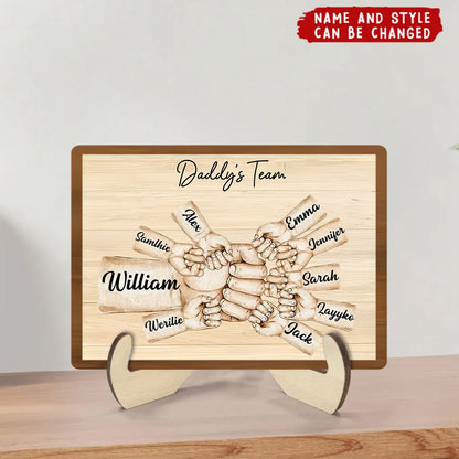 Daddy’s Team Fist Bump - Personalized 2-Layer Wooden Plaque