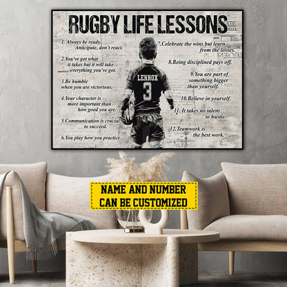 Personalized Rugby Life Lessons Poster / Canvas - Gift for Boys & Rugby Lovers