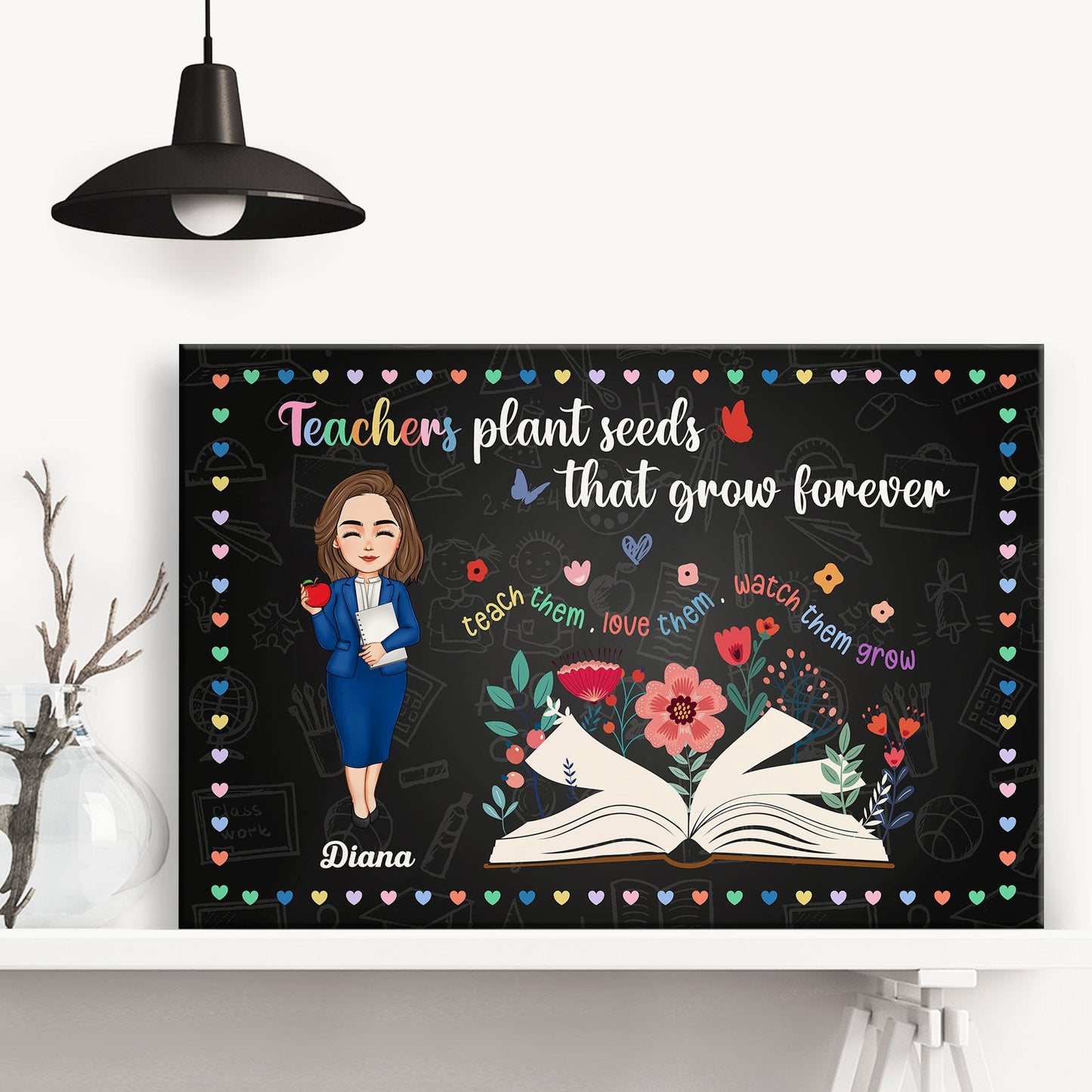 Heartfelt Personalized Teacher Wall Art: "Teachers Plant Seeds That Grow Forever" Canvas