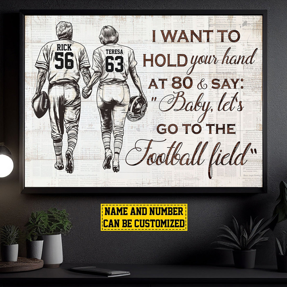 Personalized I Want To Hold Your Hand Football Poster / Canvas - Gift For Football Lovers