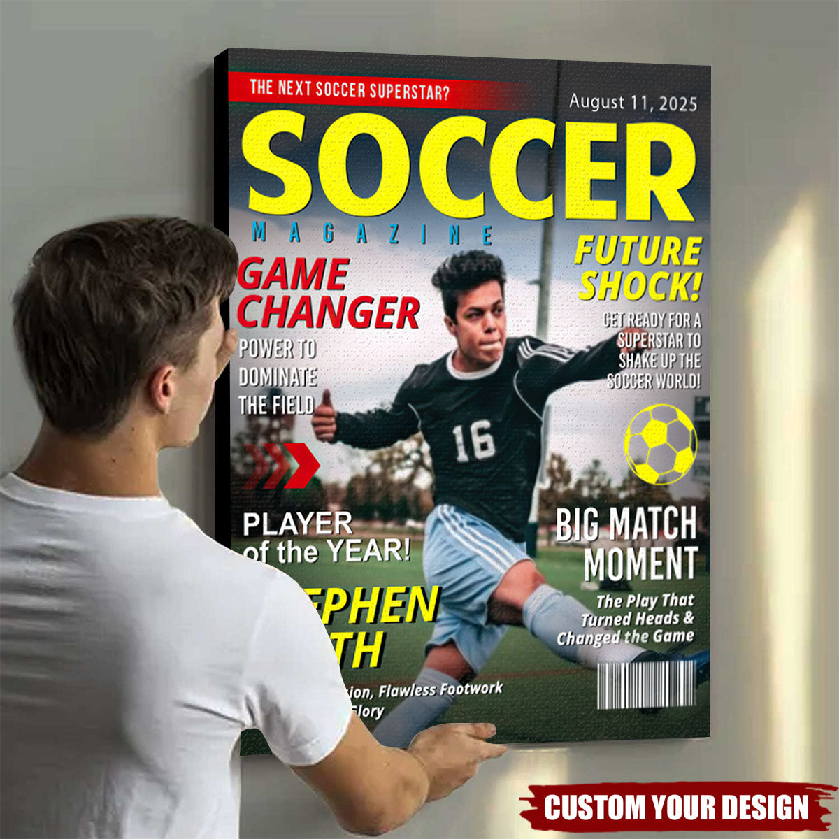 Personalized Soccer Magazine Cover Poster / Canvas - Custom Gift for Soccer Fans
