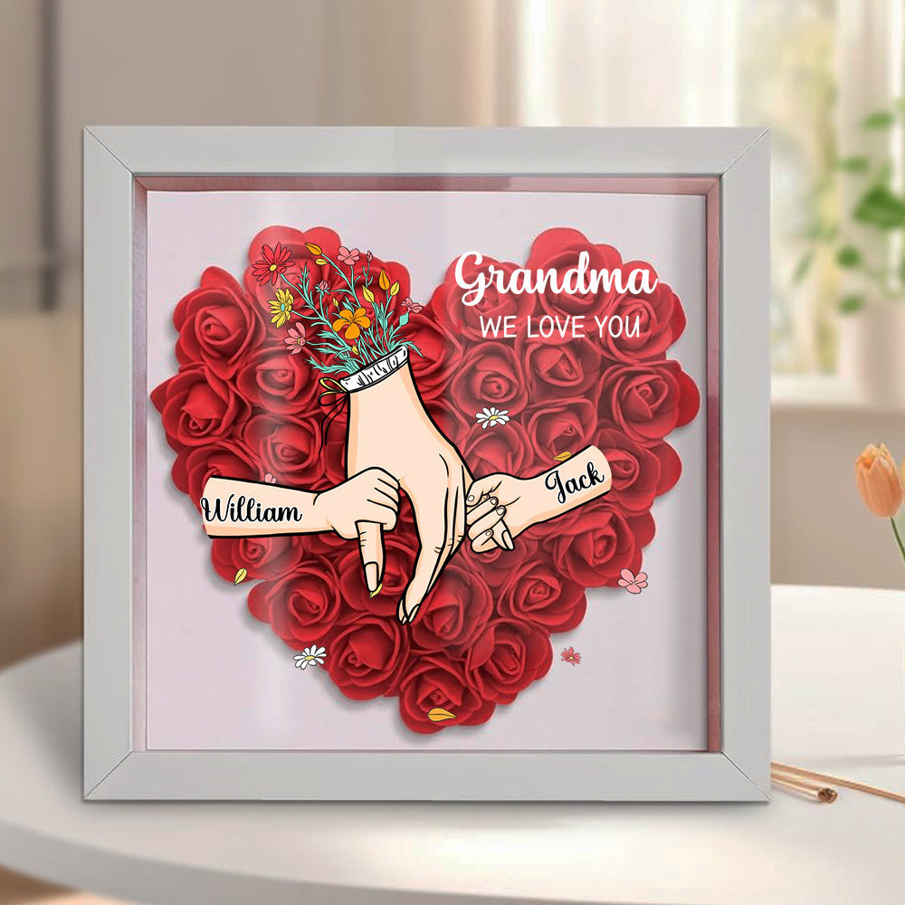 Mom We Love You-Personalized Flower Shadow Box