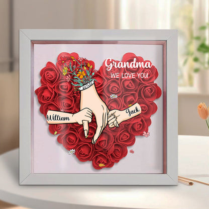 Mom We Love You-Personalized Flower Shadow Box